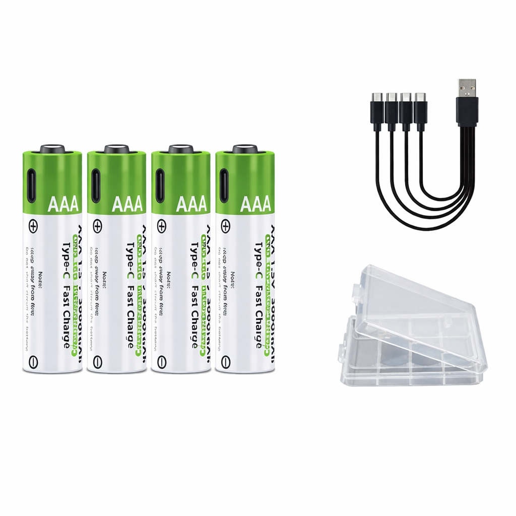 Novendi Lithium-Ionen USB-C aufladbare AA/AAA-Batterien