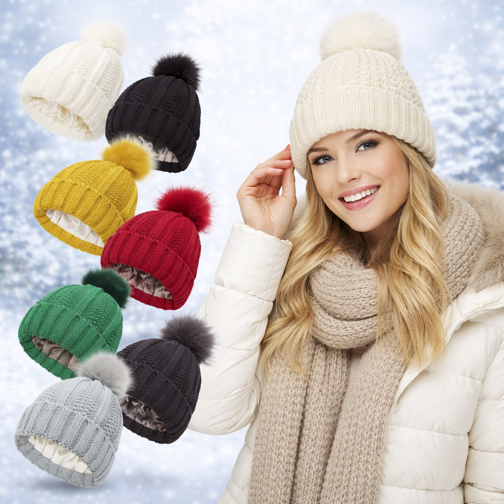 Novendi Beanie mit Satin-Innenfutter Evi