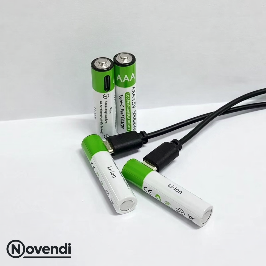 Novendi Lithium-Ionen USB-C aufladbare AA/AAA-Batterien