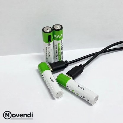 Novendi Lithium-Ionen USB-C aufladbare AA/AAA-Batterien