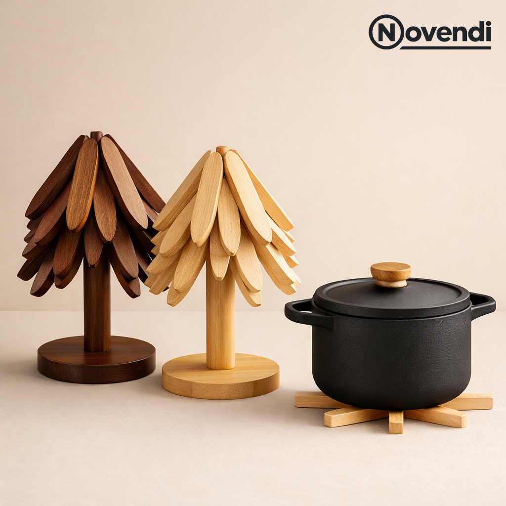 Novendi Holzuntersetzer Baum