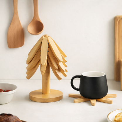 Novendi Holzuntersetzer Baum